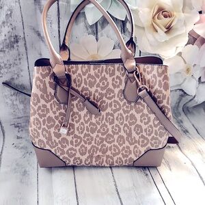 Nine West Tan Leopard Print Tote Bag